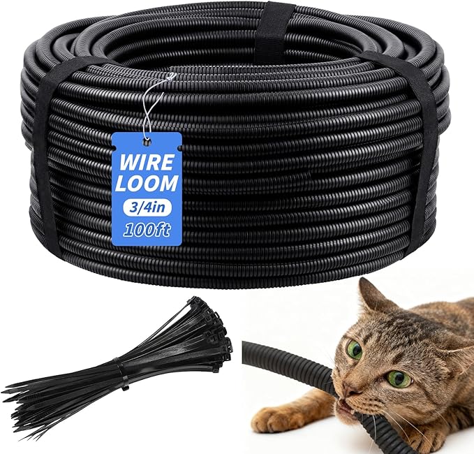 100FT Split Wire Loom Tubing, 3/4 Inch Wire Protector Tubing, Automotive Wire - Image 8