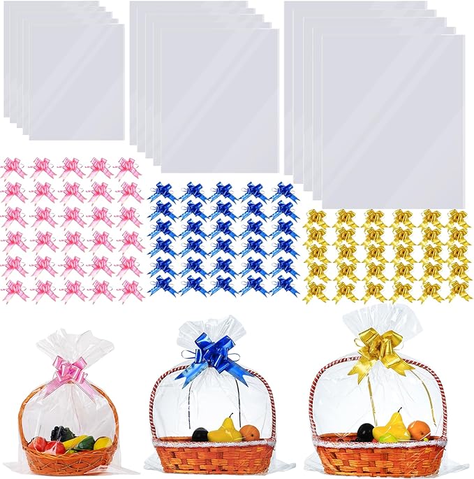 120 Packs Large Clear Cellophane Bags 14x20 18x24 24x30 Inches Jumbo Gift by UltraOutlet