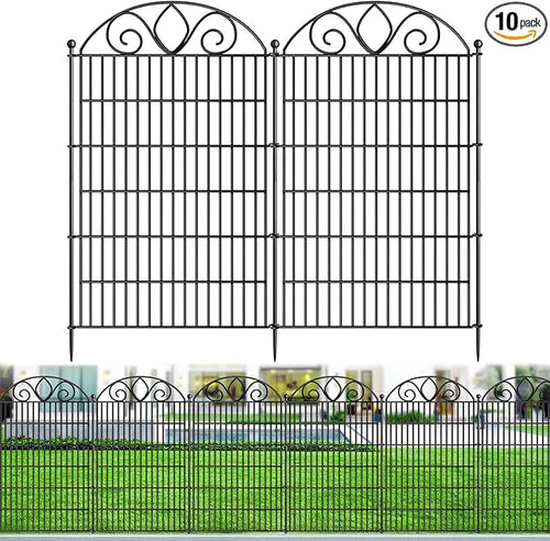 10 Panels No Dig Tall Garden Fence Panel – 44" H X 23.6' L Rustproof Metal Dog by FencePost
