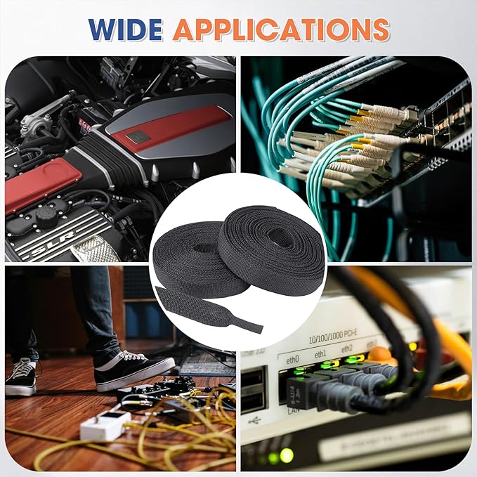 2:1 Heat shrinkable Braided Sleeving Fabric Wire Loom High Temp Heat Shrink - Image 9