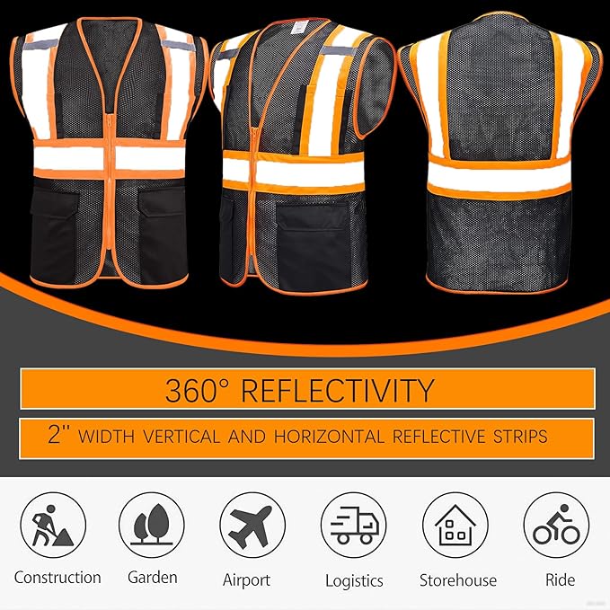 BeautyWill Custom Safety Vest Customized Logo Class 2 High Visibility - Image 4