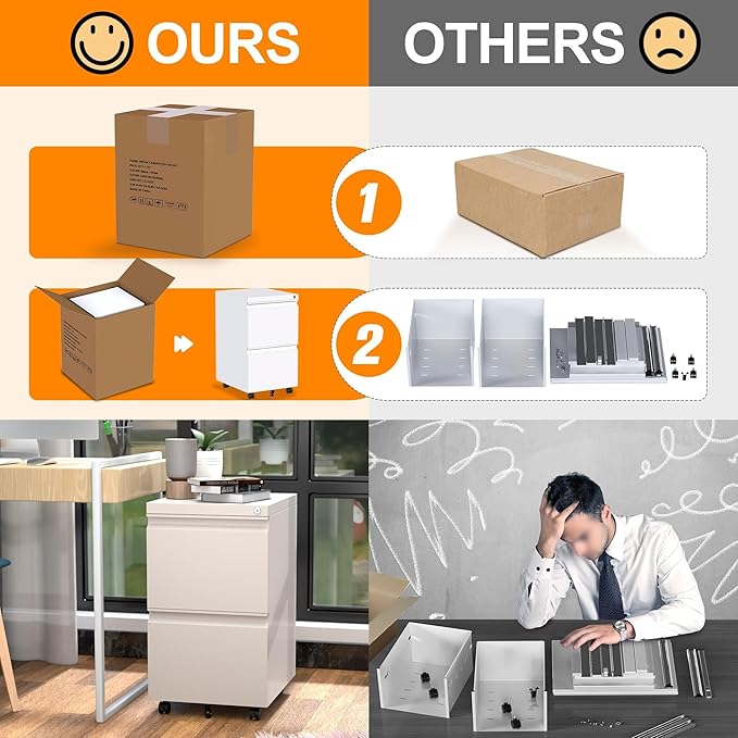 Aobabo 2 Drawer File Cabinet, Metal Filing Cabinet - Image 4