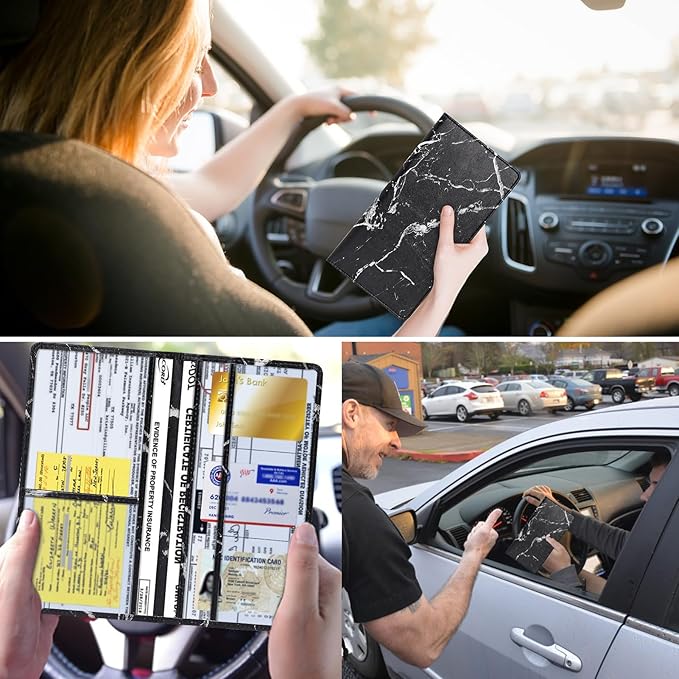 2Pack Leather Car Registration and Insurance Card Holder, Car Document Holder - Image 4