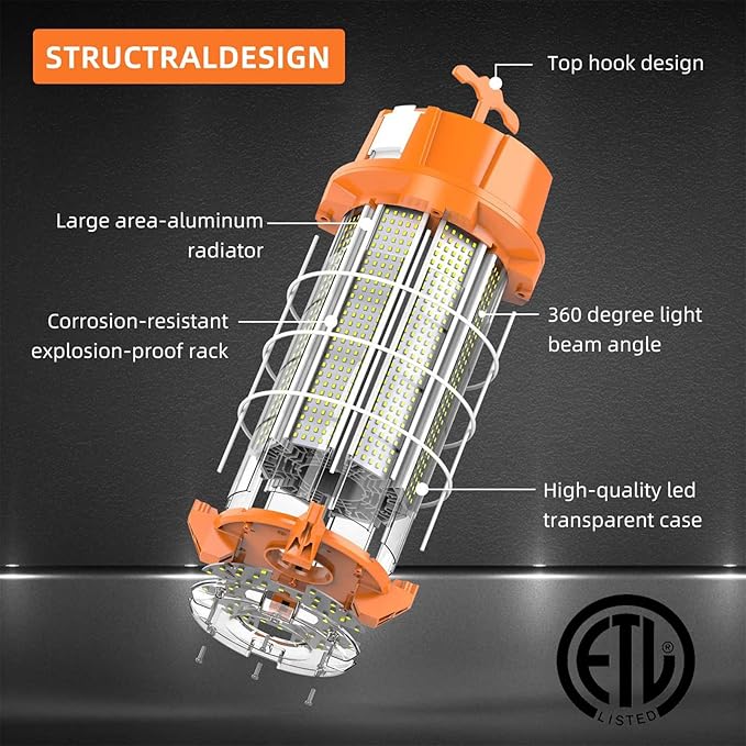 250W LED Temporary Work Light 37, 500 Lumens Construction Lights 5000K Portable - Image 2