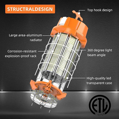 250W LED Temporary Work Light 37, 500 Lumens Construction Lights 5000K Portable - Image 2