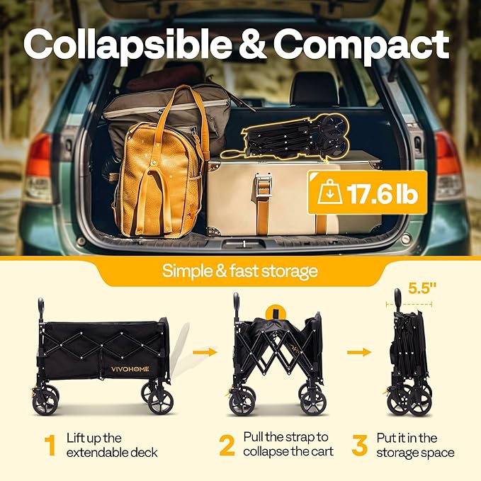VIVOHOME 130L Collapsible Wagon - Image 6