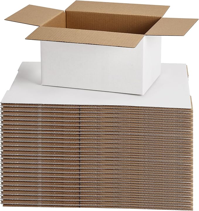 7x5x4 Shipping Boxes for Small Business, 40 Pack White Corrugated Cardboard Box by SPEPLA