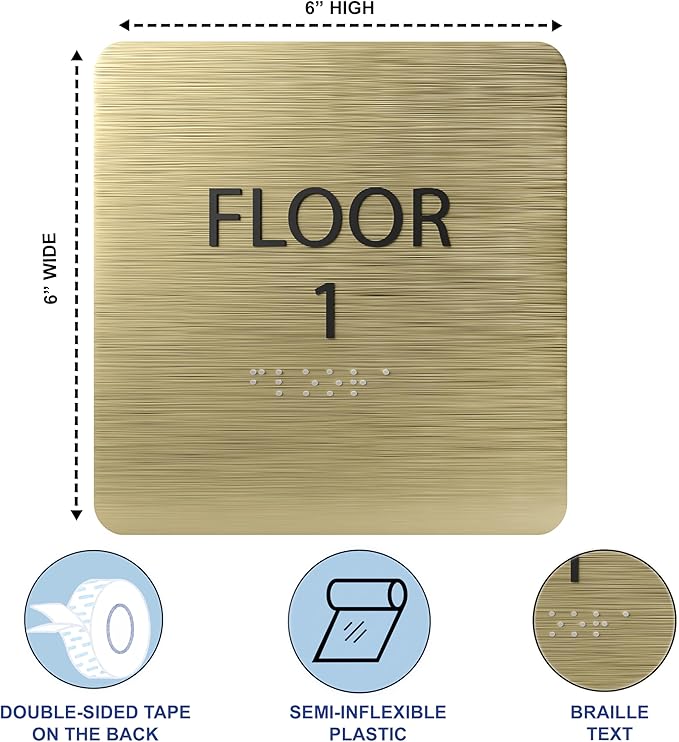 Grey w/Black ADA Floor 1 Sign - Image 3