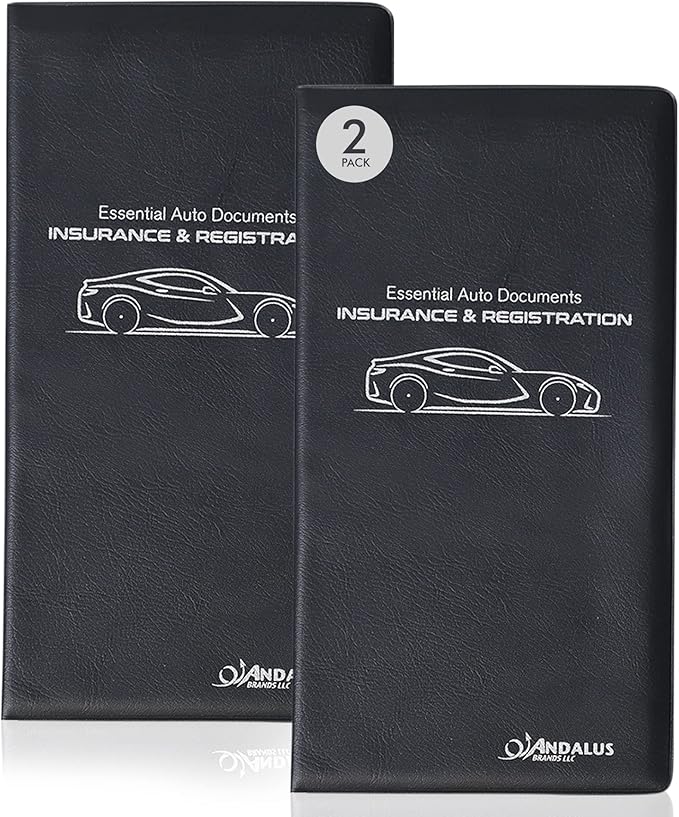 Andalus Auto Registration & Insurance Card Holder Pack of 2, Waterproof by AndalusBrand