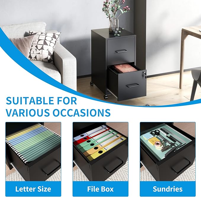2 Drawer Mobile File Cabinet - Image 5