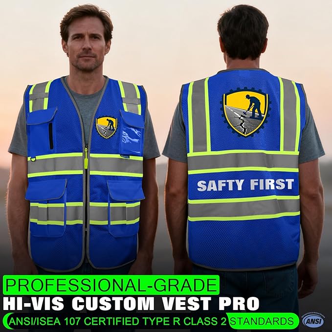 BeautyWill Custom Logo 10 Pockets Safety Vest Class2 ANSI Certified High - Image 4
