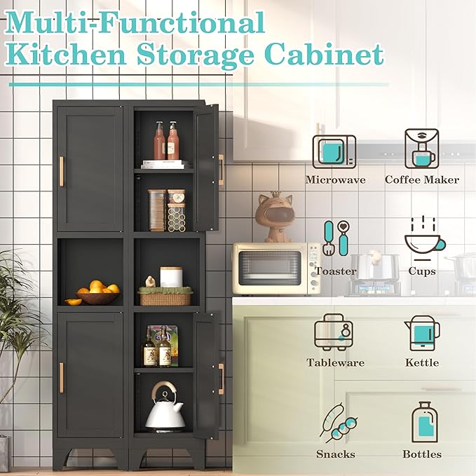 Tall Bathroom Storage Cabinet, Metal Slim Narrow Bathroom Organizer - Image 5
