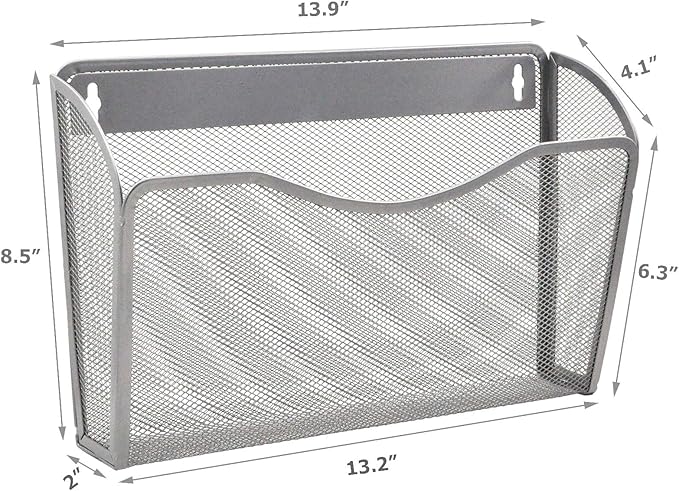 EASEPRES 3 Single Pocket Mesh Hanging File Organizer, Vertical Wall Mounted - Image 2