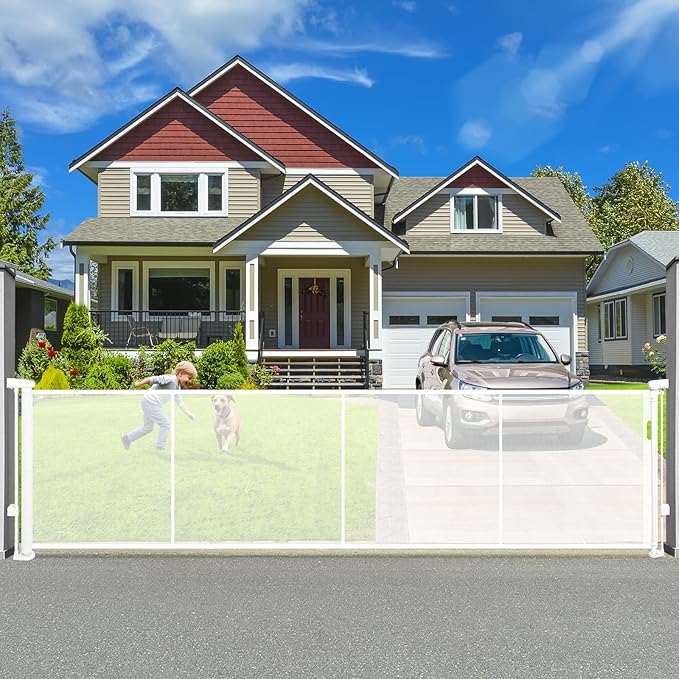 120" Retractable Baby Gate Extra Wide, Mesh Gate Long Child Gate Pet Gate by Dueelala