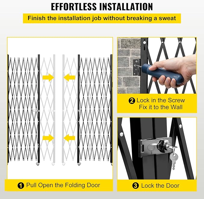 VEVOR Double Folding Security Gate, Steel Accordion Security Gate, Flexible - Image 6