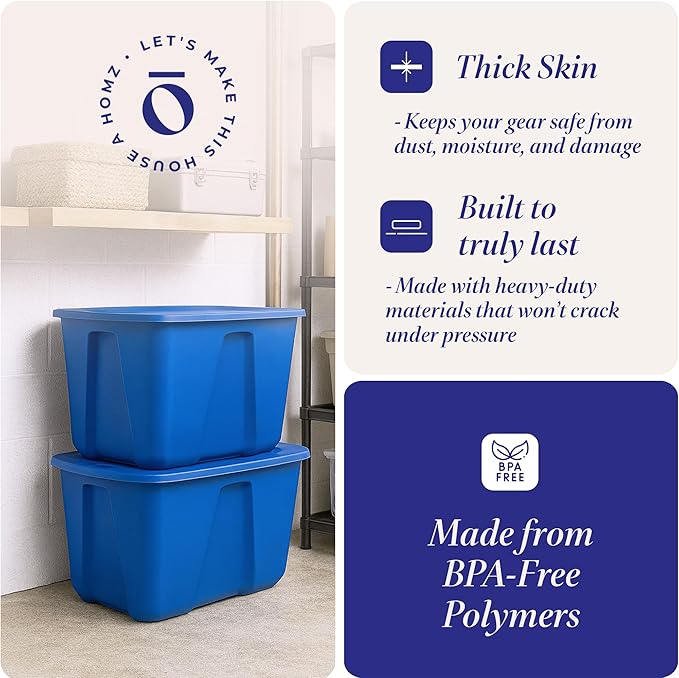 HOMZ 2-Pack Durable Molded Bin, Plastic Storage Containers - Image 3