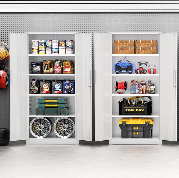 Incbruce 72” Metal Storage Cabinet, Locking Tall Steel Storage Cabinet - Image 5