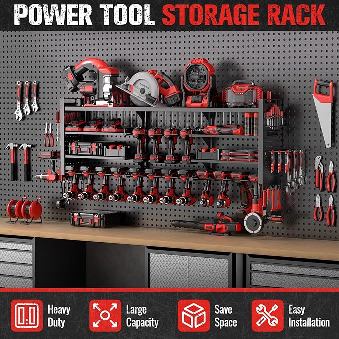 49.8" W Super Large Power Tool Organizer Wall Mount, 4-Layer Heavy Duty Tool - Image 6