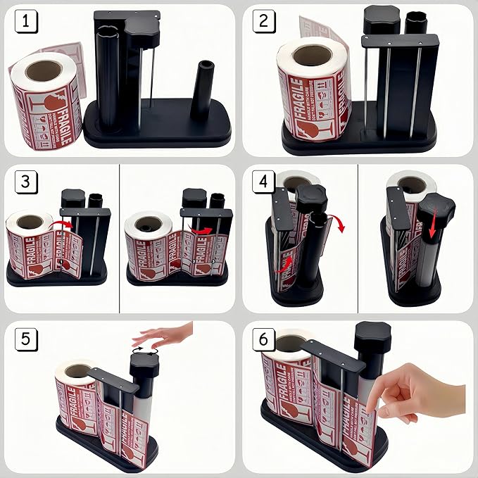 Manual Label Sticker Roll Dispenser, Adjustable Tabletop Label Dispenser - Image 5
