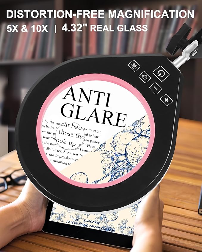 10X & 5X Magnifying Glass with Light, Ultra Long Swing Arm, 5 Colors & 10 - Image 2