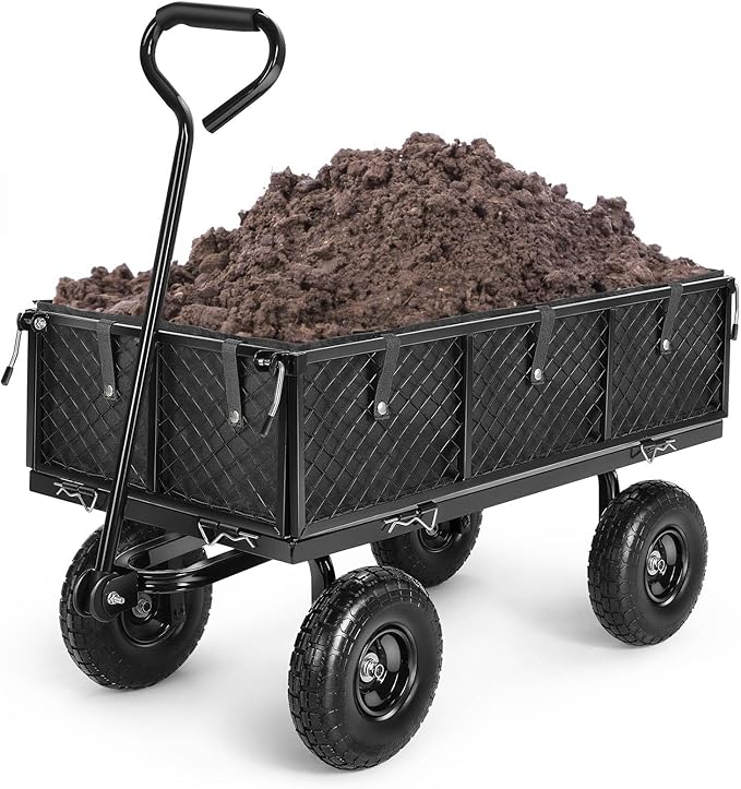Homdox MAX 880LB Garden Cart, Heavy Duty Garden Wagon, Mesh Foldable Garden Cart by HOMDOX