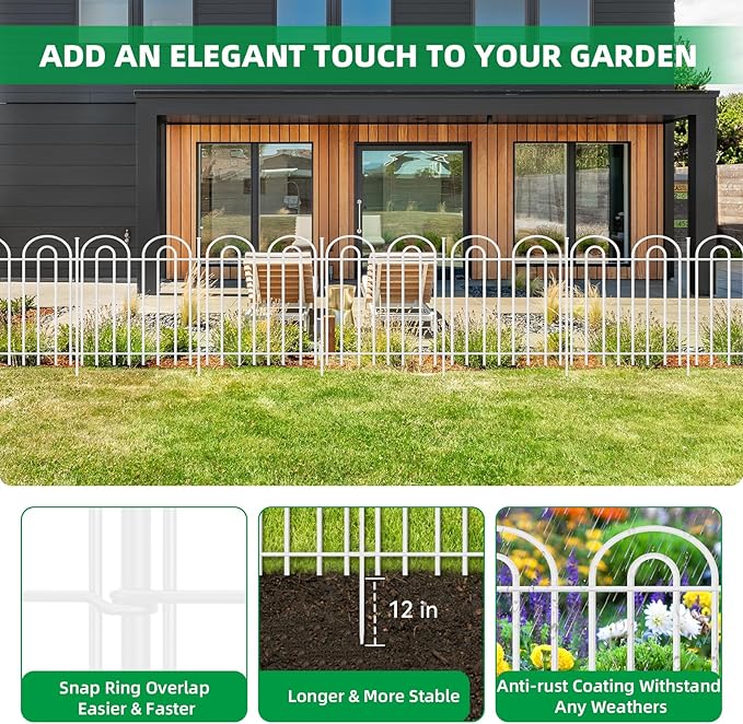 25 Panels Decorative Garden Fence, 24 in X 50 ft No Dig Dog Fence Outdoor - Image 4