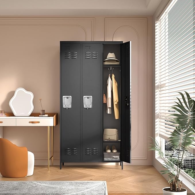 3 Doors Locker Storage Cabinet, Metal Locker - Image 2