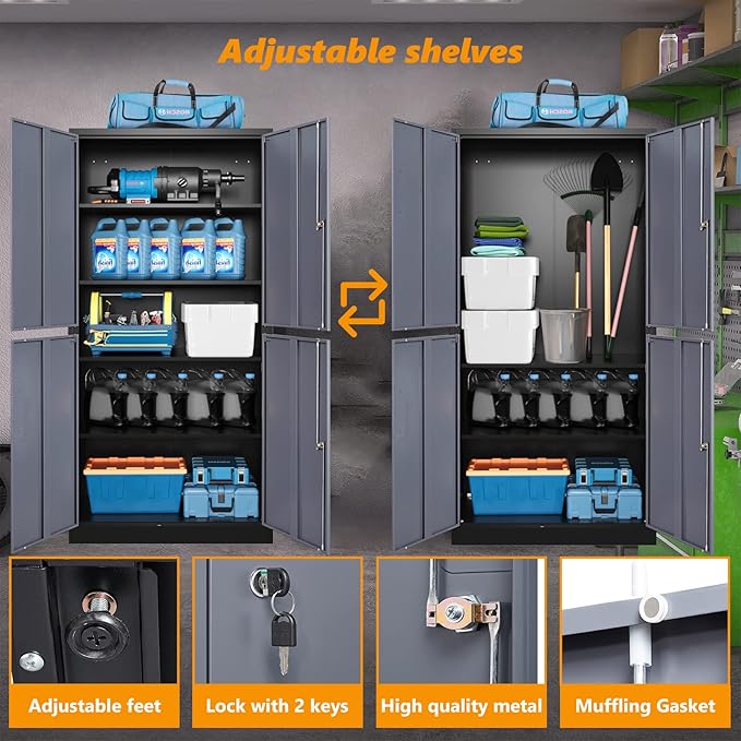 STANI Metal Storage Cabinet, Locking Steel Cabinet - Image 6