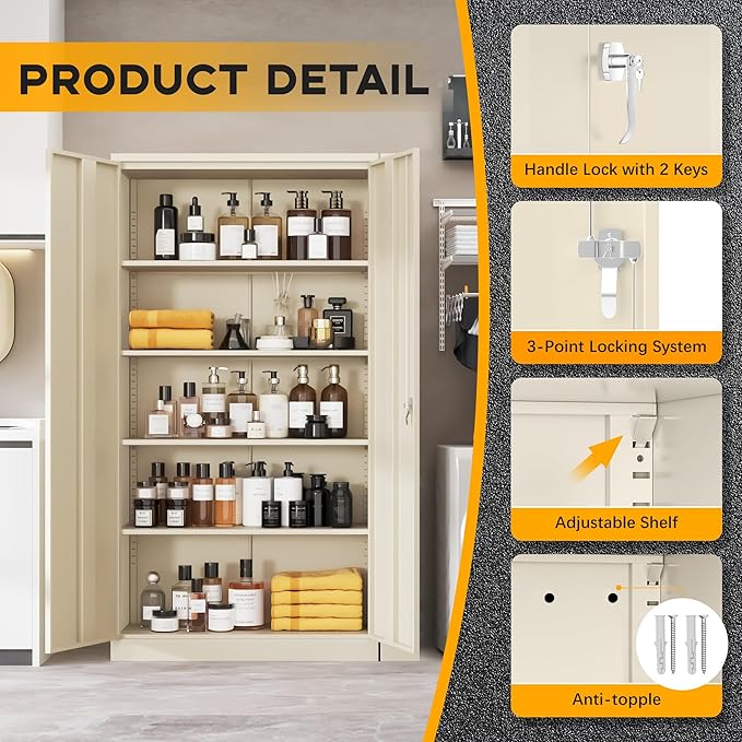 Greenvelly Metal Garage Storage Cabinet - Image 6