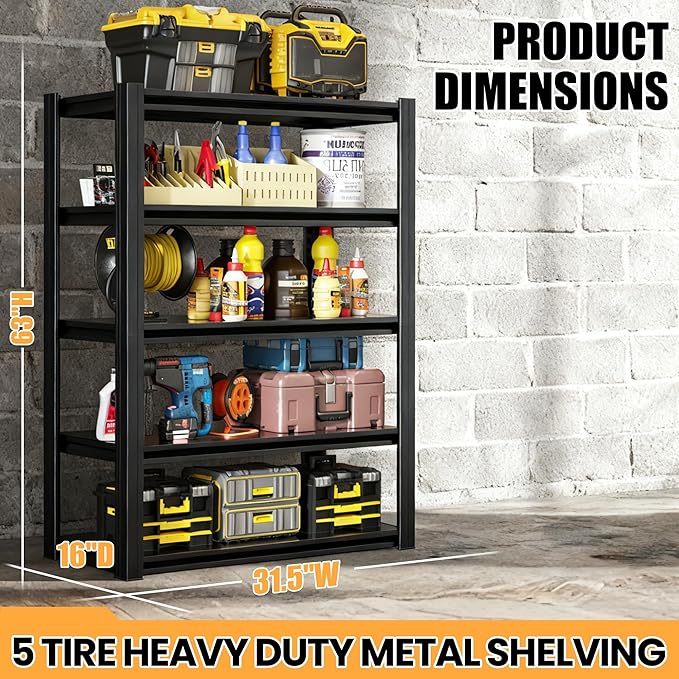 63" H Garage Shelving, Heavy Duty Storage Shelves, Garage Storage Shelves - Image 2