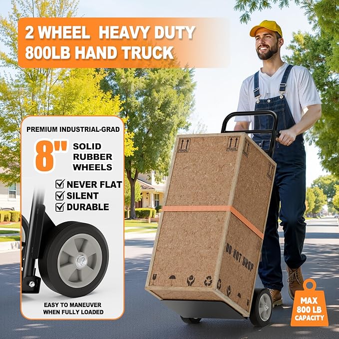 Folding Hand Truck Heavy Duty, 600 LB - 800 LB Moving Dolly Cart - Image 4