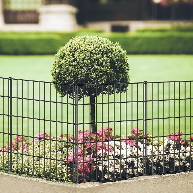 Metal Garden Fence 33.3in x 23.3ft, 10 Panels + 11 Stakes Dog Fence Border - Image 5