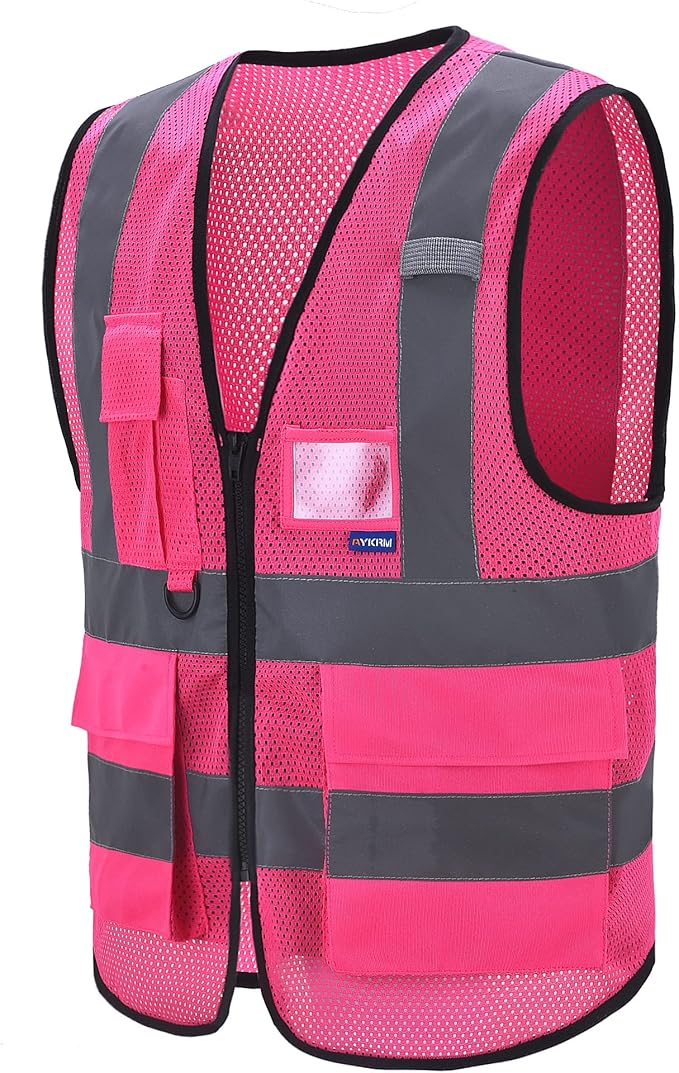 A-SAFETY XSmall Pink High Visibility Mesh Safety Reflective Vest - Image 6