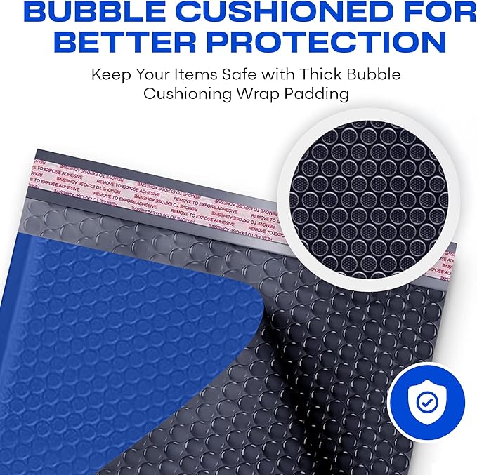 Royal Blue Poly Bubble Mailers 7.25x12 inch #1 | Self Seal Padded Envelopes | - Image 6