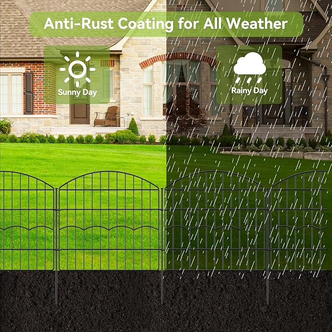 Decorative Garden Fence 6 Panels 12 ft×24in Metal Garden Fences, No Dig Animal - Image 4