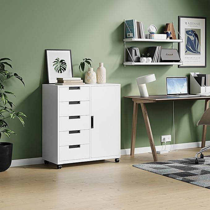 Letaya 5 Drawer Storage Cabinet, Mobile Printer Stand - Image 8