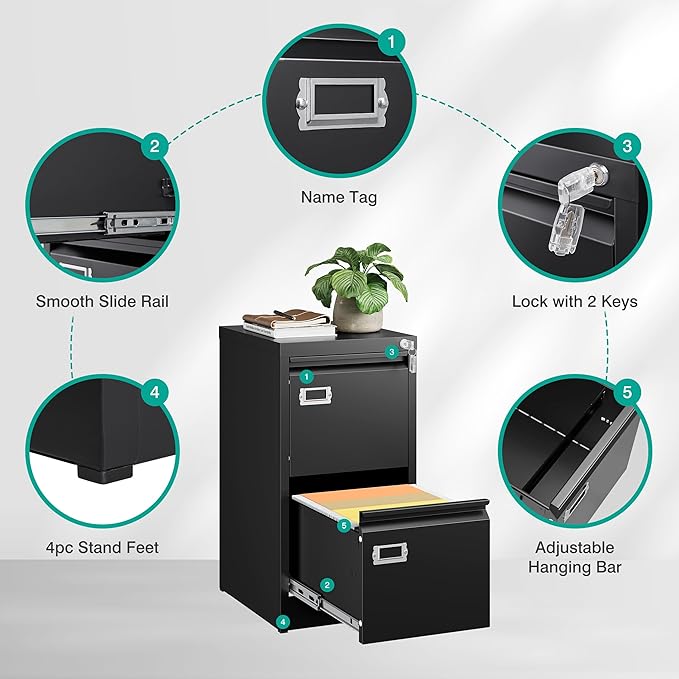 SISESOL 2 Drawer File Cabinet - Image 6