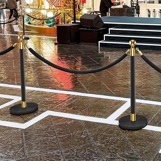 kaiyomi 4Pcs Stanchions with Black Velvet Ropes Set, 5 Feet Velvet Ropes and - Image 7