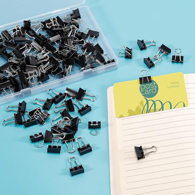 Ufmarine 120 Pcs Mini Binder Clips, Small Binder Clips Black, 15mm Paper Clips - Image 6