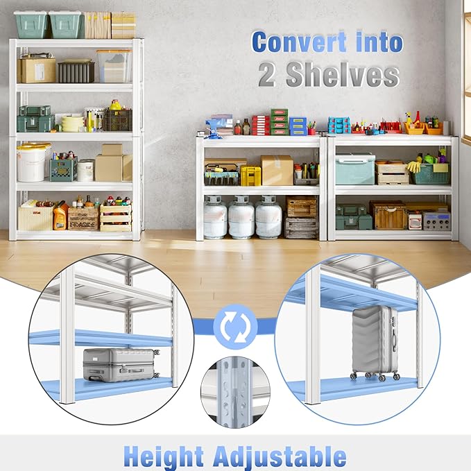 Raybee 72''H Garage Shelving, Storage Shelves 2010LBS, Adjustable 5 Tier Metal - Image 6