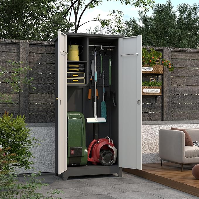 LUCYPAL Metal Storage Cabinet, 72.8" H Outdoor Broom Cabinets - Image 6