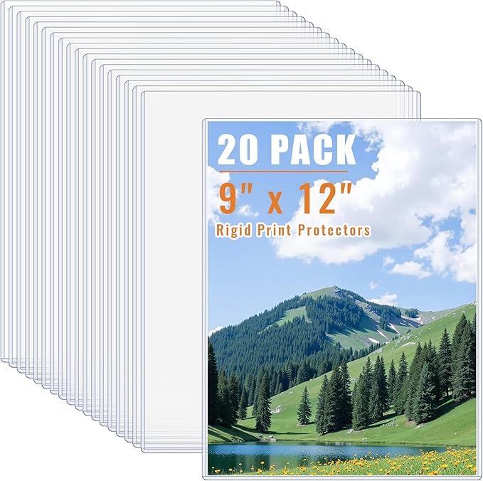 AKONEGE 20PCS 9" x 12" Rigid Print Protectors Clear Plastic Sheet Protectors by AKONEGE