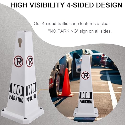 OrangeStar No Parking Cones 4-Pack, 26.5" Large 4-Sided Traffic Cones - Image 4