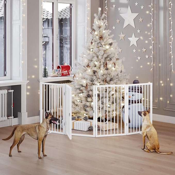 Vantas Folding No-Assembly Metal Pet Gate 80" Wide, Freestanding Accordion - Image 2