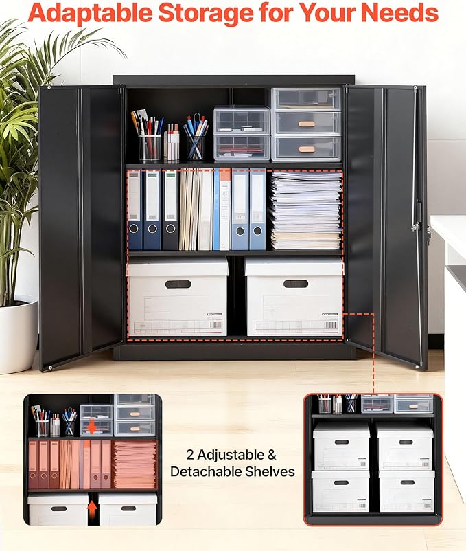 VEVOR Metal Storage Cabinet, 41.7 in Steel Garage Cabinet - Image 5