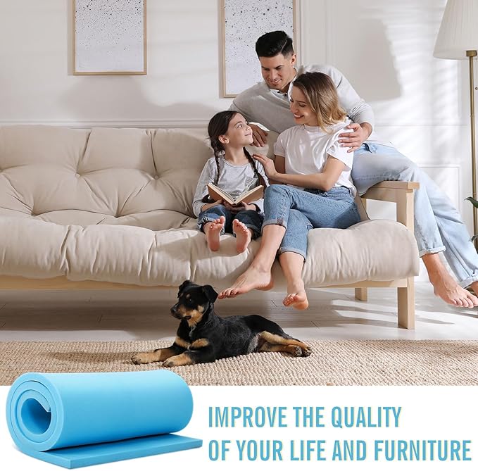 Frienda 2 Pcs Upholstery Foam 1" x 24" x 72" High Density Cushion Blue - Image 6