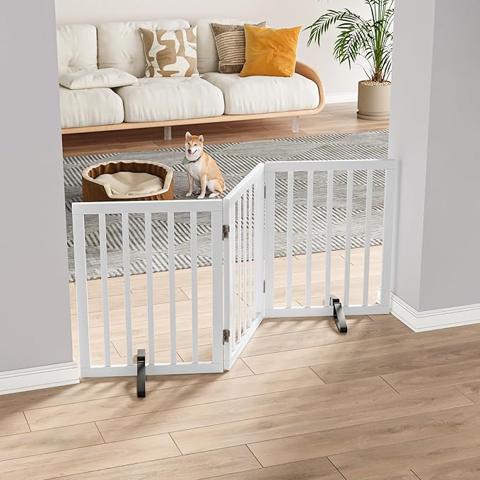 Dog Gates for The House Freestanding Foldable Pet Gates for Doorways 3 Panels - Image 3