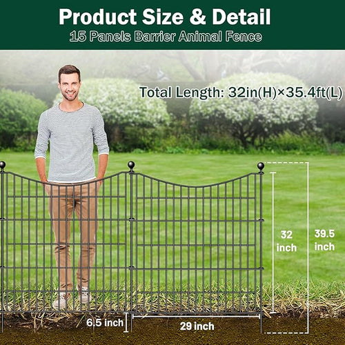 15 Panels No Dig Dog Fence Outdoor - Image 2