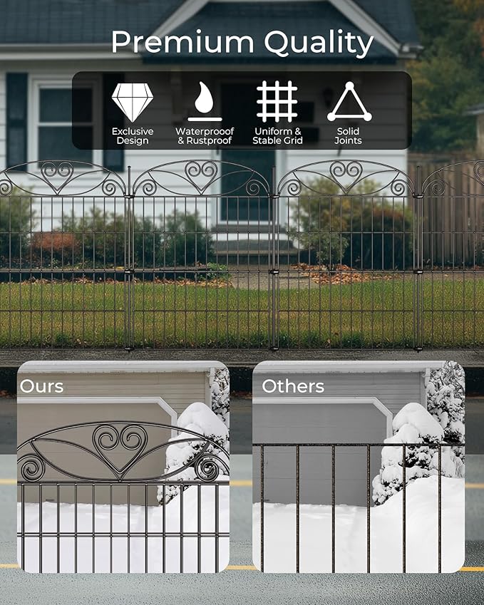 10 Panels No Dig Decorative Outdoor Garden Fence, 32 in X 23.6 ft Animal - Image 3