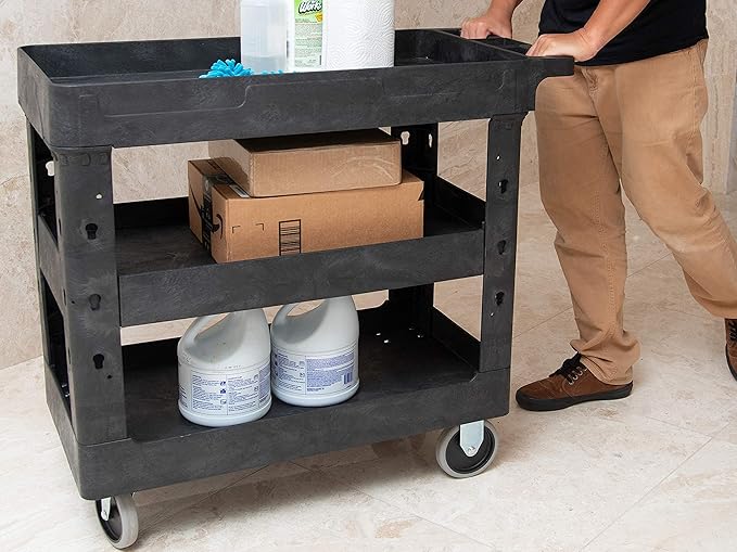 550lb Capacity Heavy Duty Plastic Utility Cart 34-1/2" L x 16-3/4" W - Image 5